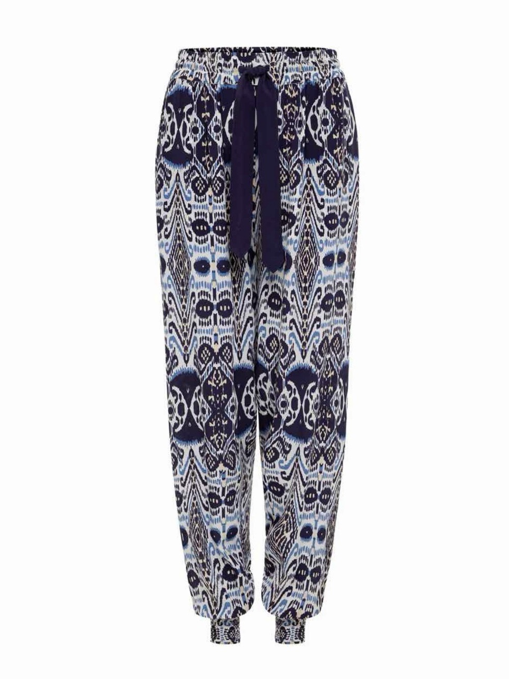 NWT Carolina K ‘Genie’ Silk Pants in “Blue Ikat” Print Size XS